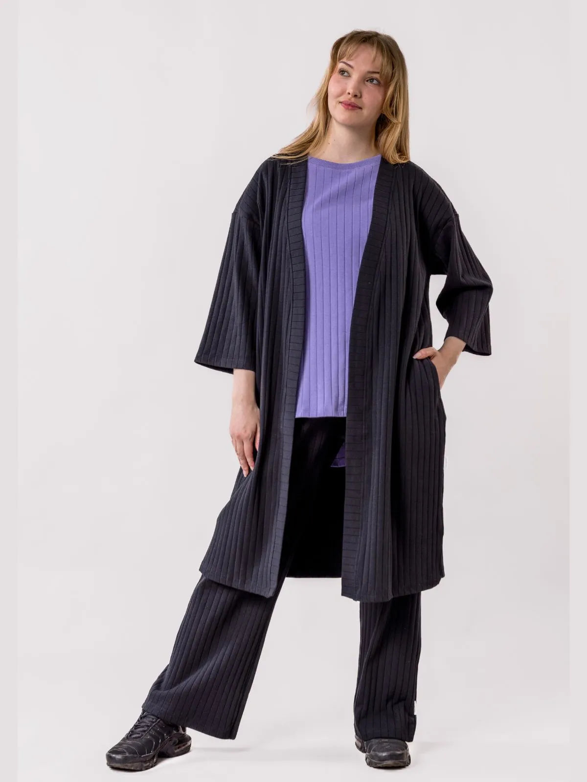 PUTOUS ribb cardigan, black