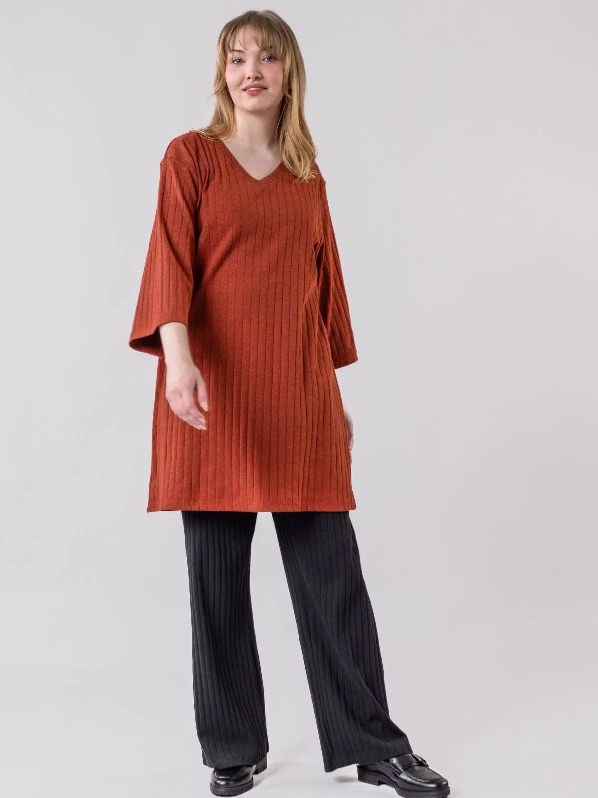 SUVANTO ribbed tunic, mecca orange